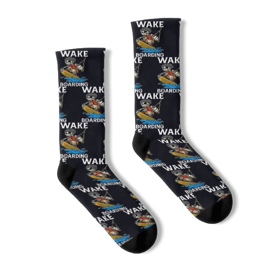 Wakeboarder Skeleton On The Wakeboarding Socks