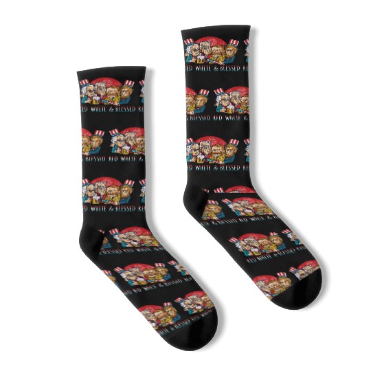 Blessed America American President USA 4th Of July Socks