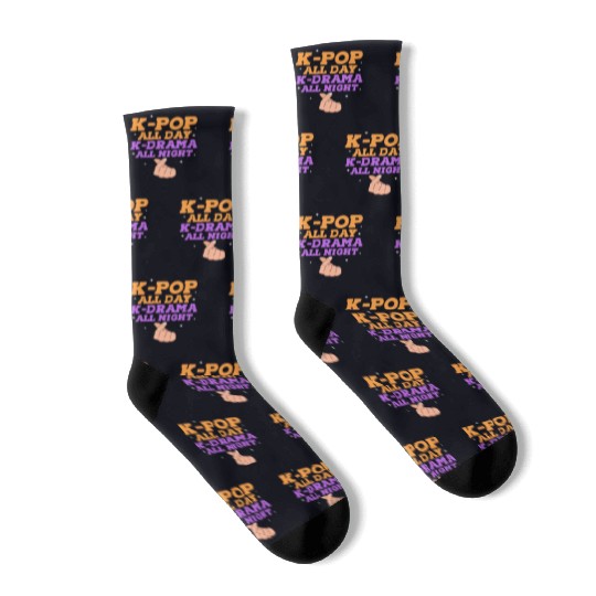 K-Pop All Day K-Drama All Night Socks