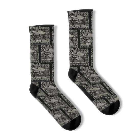 Womens Outlaw Racing Moto Psychos Skull Biker Socks