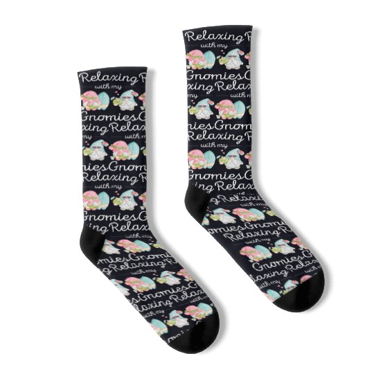 Relaxing Gnomes Surfing Vacation Gnome Lover Socks
