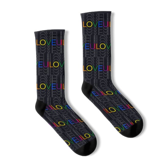 LGBT pride rainbow heart I Love You Socks