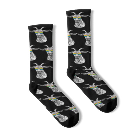 Funny Goat LGBT Rainbow Flag Gay Pride Socks