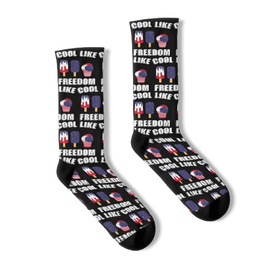 US Flag Ice Cream Patriotic Popsicles 4th of July Socks