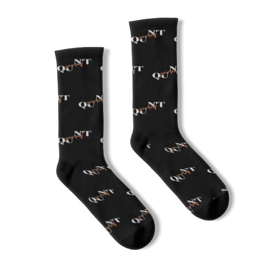 Black Orange Simple Typography Socks