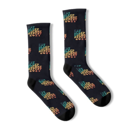 Eat Sleep Euchre Repeat Deck of Cards playing Card Socks