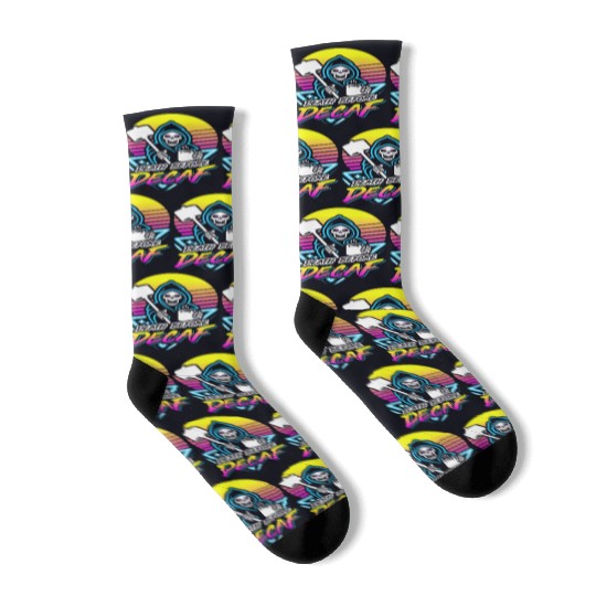 Death Before Decaf (Gym Reaper) Retro Neon Socks