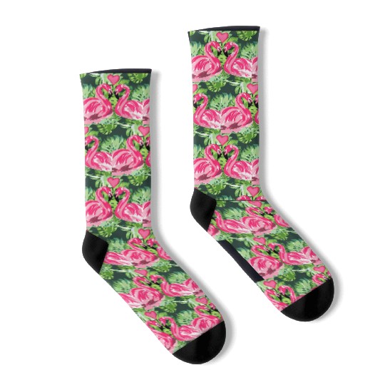 Pink Flamingo Love Socks