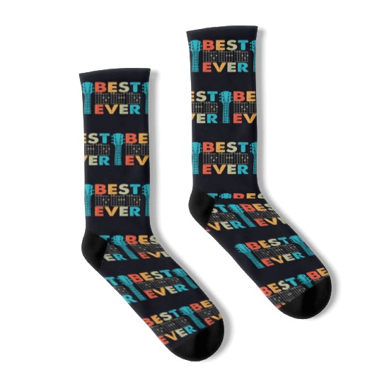 Best Dad Ever Funny Guitar Lover Vintage Father Socks