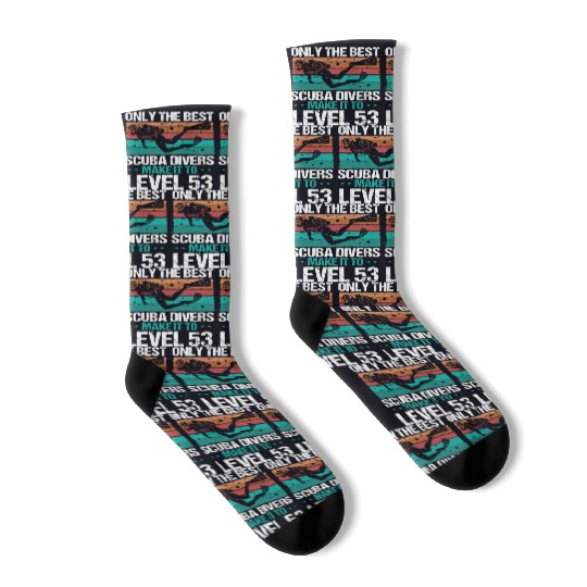53 Scuba Diving Level 53 Year Diver Snorkeling Socks
