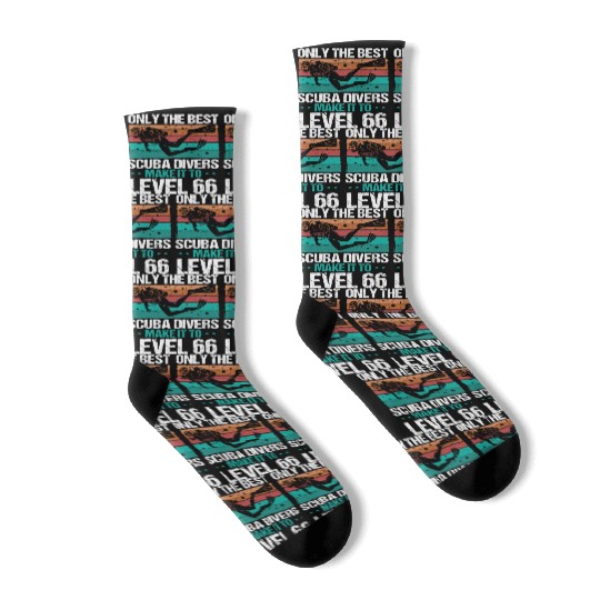 66 Scuba Diving Level 66 Year Diver Snorkeling Socks