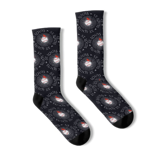 Saint Louis Red Cardinal Circle Font 2019 Socks