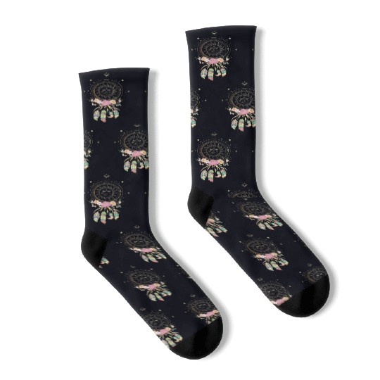 Beautiful Dreamcatcher Sun Moon Flowers Socks