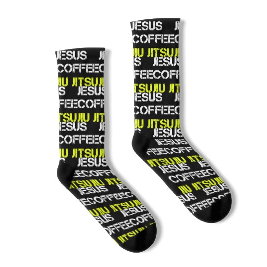 Jesus Coffee Jiu Jitsu Bjj Wrestling Mma Judo Mart Socks