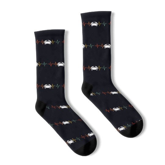 Retro Crab Heartbeat Socks