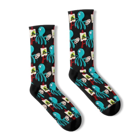 Artistic Octopus Painting A Toucan - cute and fun! Socks