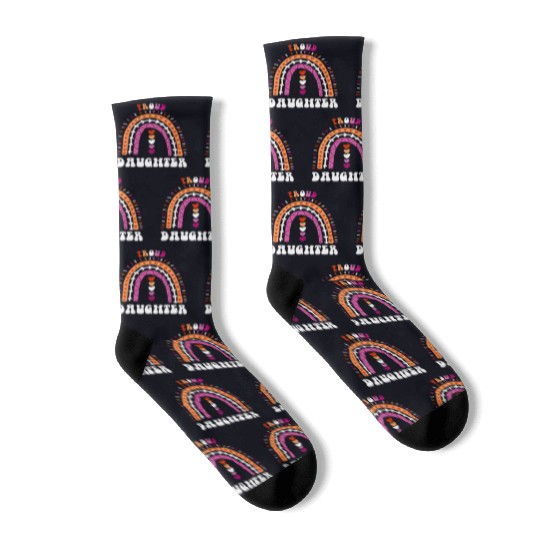 Proud Daughter Lesbian Pride Boho Rainbow Socks