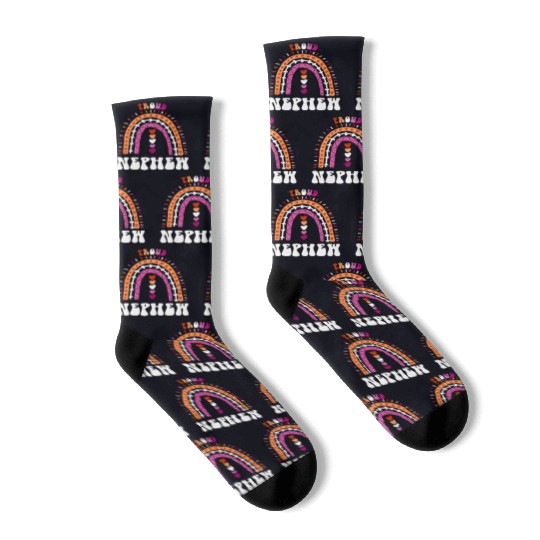Proud Nephew Lesbian Pride Boho Rainbow Socks
