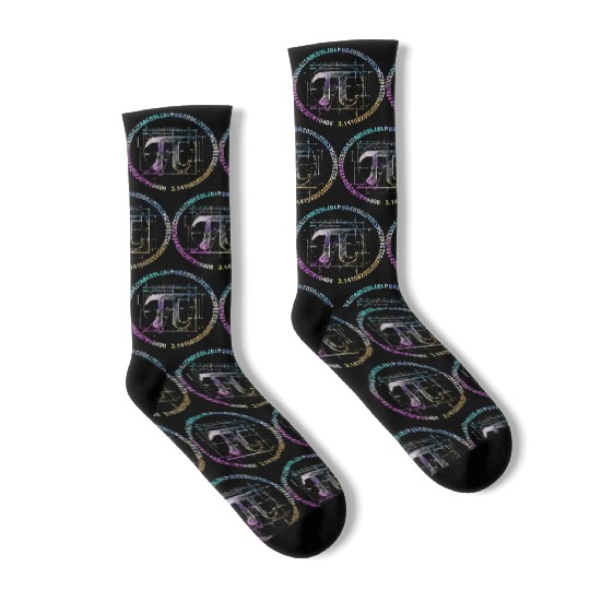 Pi novelty circle watercolor Socks for Pi Day