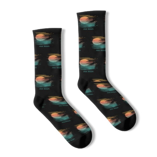 Artistic Seal Beach California Palm Tree Vacation Socks