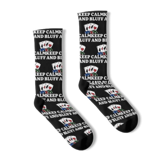 Keep Calm and Bluff Casino Gambler Gambling Socks
