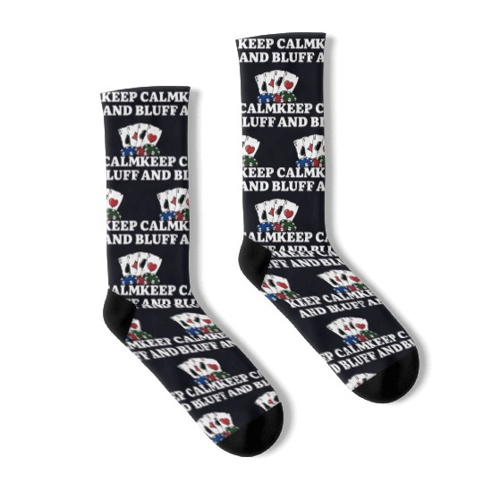 Keep Calm and Bluff Casino Gambler Gambling Socks