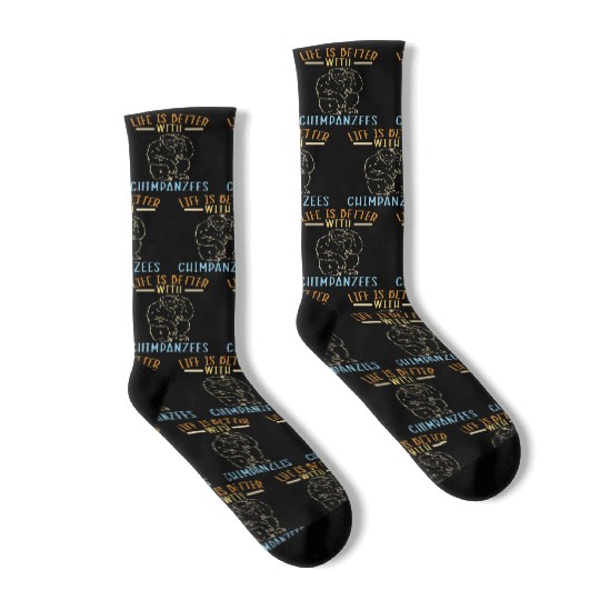 Life Is Better With Chimpanzees Monkey Zookeeper Socks