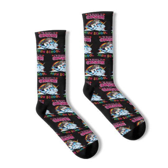 Im Ready To Crush High School Unicorn Girls Socks