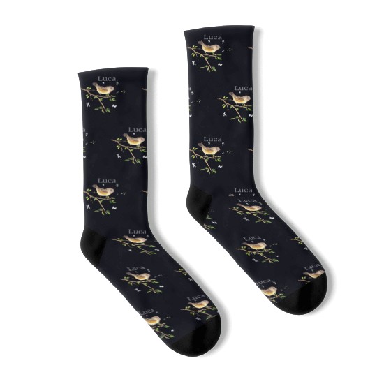 Forest Animal Bird Name Luca Socks