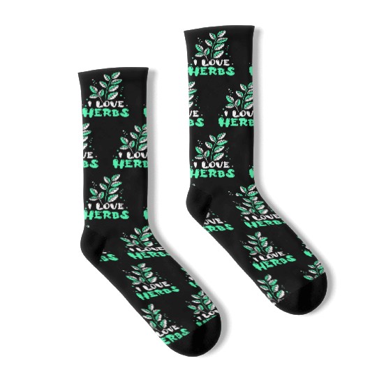 I Love Herbs Herbalism Herbalist Herb Gardening Socks
