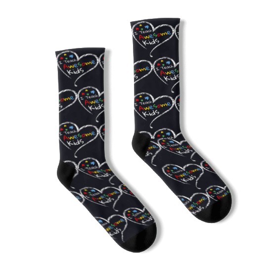 I Teach Awesome Kids Autism Special Ed Teacher Socks