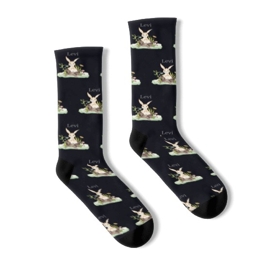 Waldtier Reh Hase Hedgehog Flowers Name Levi Socks
