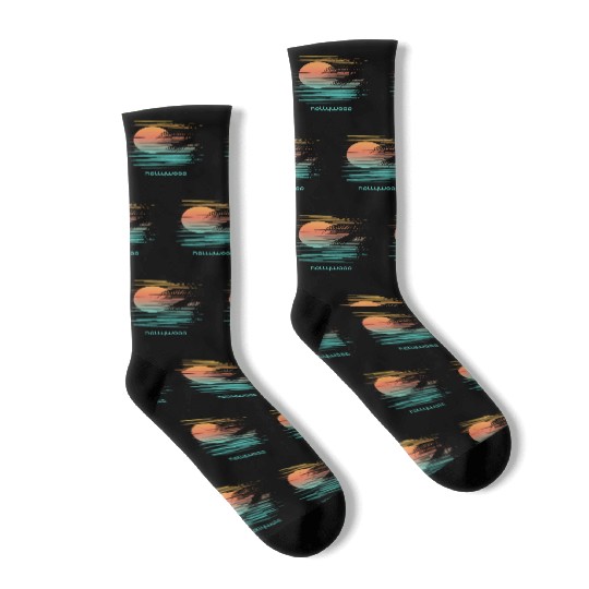Artistic Hollywood California Palm Tree Vacation Socks
