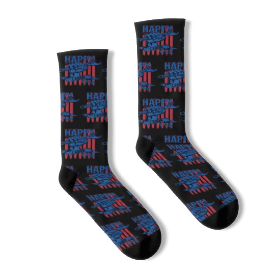 Happy Labor Day American Flag Holiday US Worker Socks