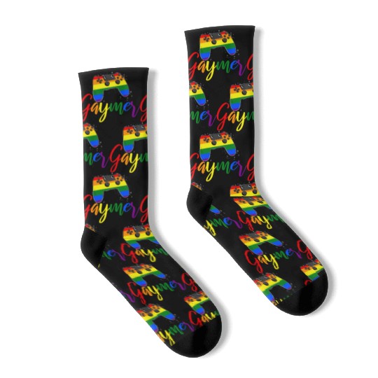 Funny Gaymer Controller Gay Gamer Rainbow LGBT Socks