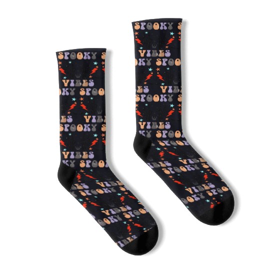 Spooky Vibes Retro Skeleton Hands Gift For Boys Socks