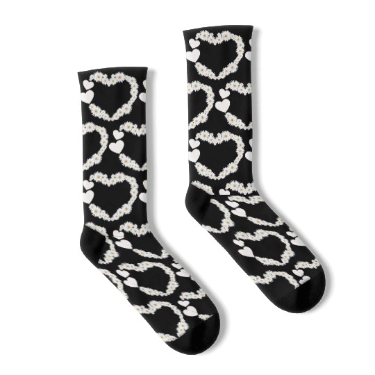Daisy Flower Heart Women Gardener Wildflower Socks