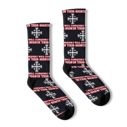 Crusader Cross Of Jerusalem Knights Templar Socks