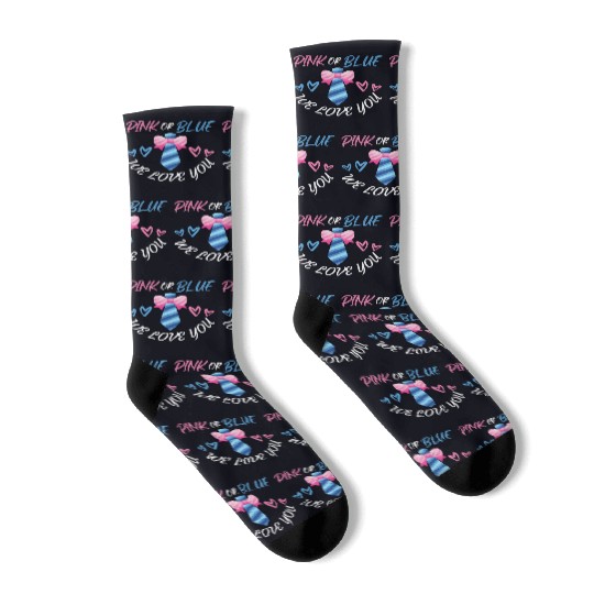 Pink or Blue We Love You Bow Necktie Socks