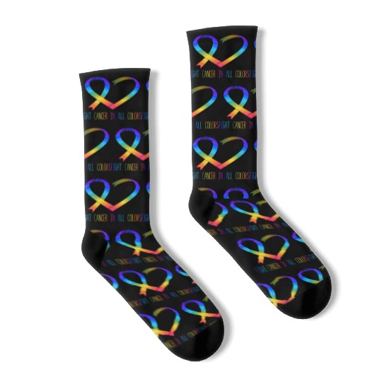 Cancer Sucks In Every Color Fighter Fight Support Socks
