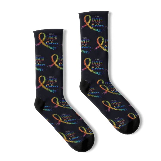 Cancer Sucks In Every Color Fighter Fight Support Socks