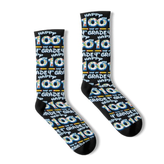 100 Days Of School For 4Th Fourth Grade Teachers Socks