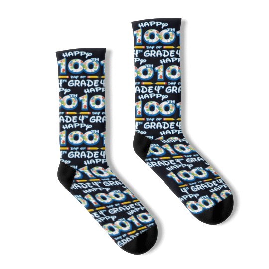 100 Days Of School For 4Th Fourth Grade Teachers Socks
