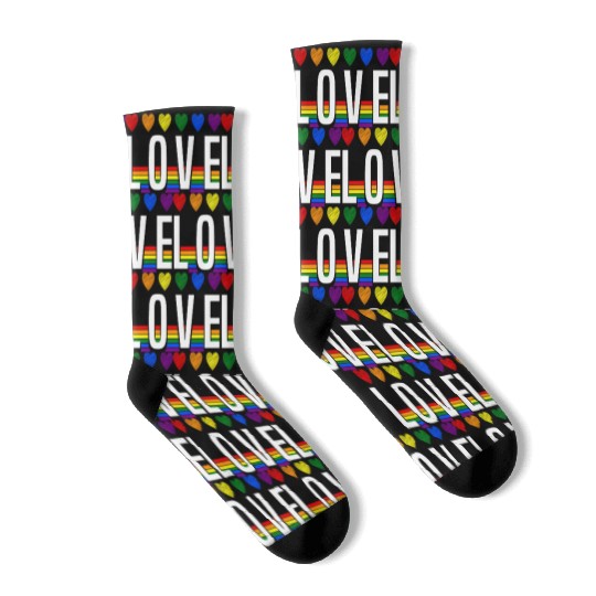 Love Rainbow Heart Pride LGBT Socks