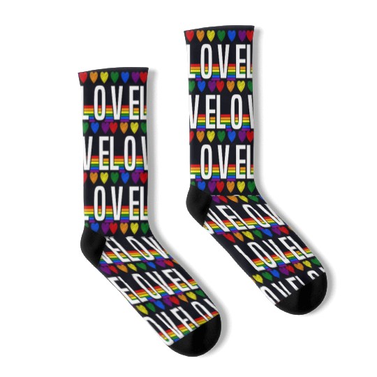 Love Rainbow Heart Pride LGBT Socks