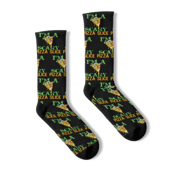 I am a scary pizza slice Easy Halloween Costume Socks