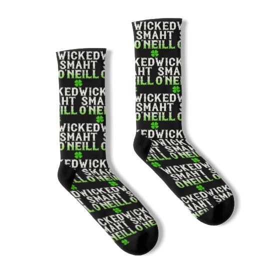 Wicked Smaht O'Neill Clan Boston Irish Slang Socks