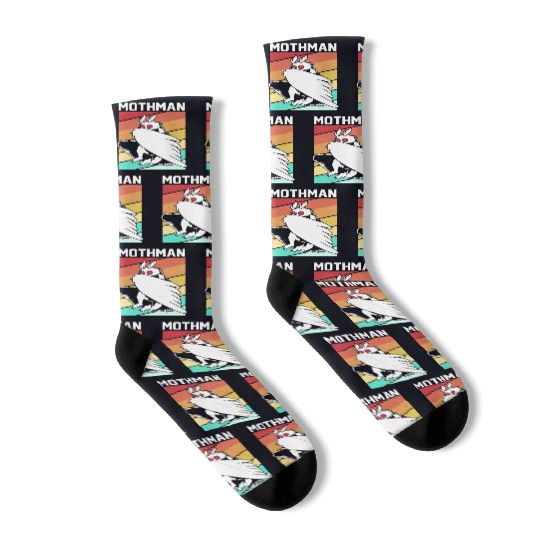 Retro Mothman Cryptid 80s Vintage Mothman Socks