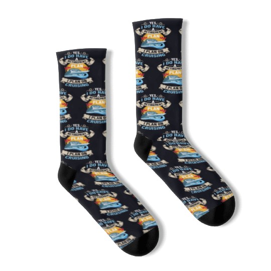 Cruise Ship Vacation Trip Party Sailing Boating Socks