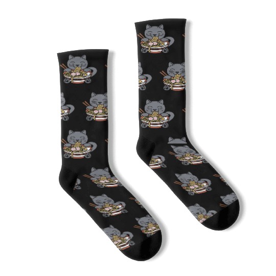 British Shorthair Cat Ramen Noodles Socks